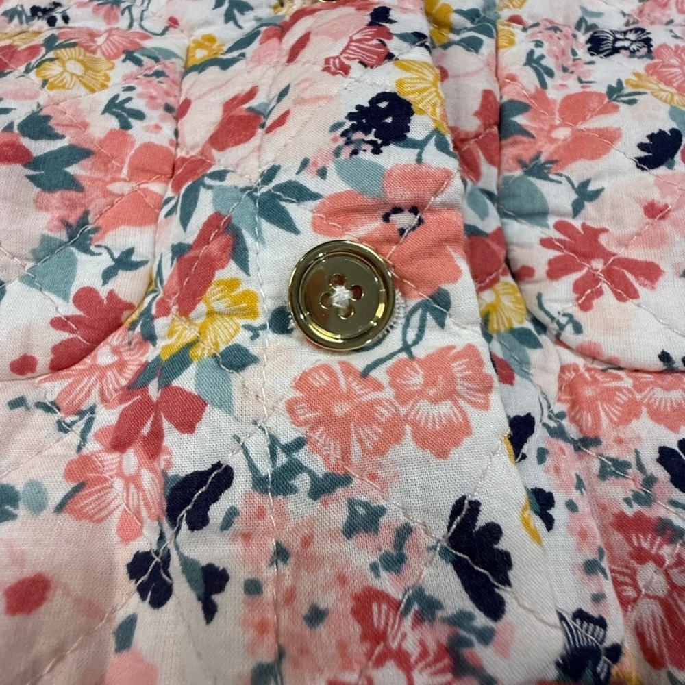 Janie and Jack Girls Quilted Floral Jacket Sz 6 Lightweight, Button Front - Picture 4 of 12